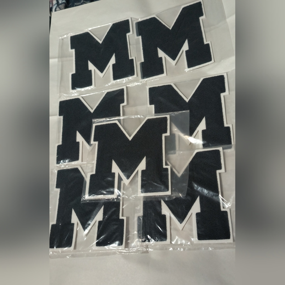 🆕Letter M Lot of 7 Chenille Stitch Varsity Iron On Alphabet Patch, 6-1/2"